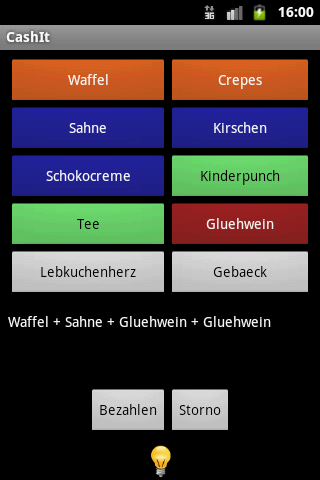 Cashit die mobile Kasse von Pineapple Developer, Inhaber Johannes Schuh - Screenshot der Android App