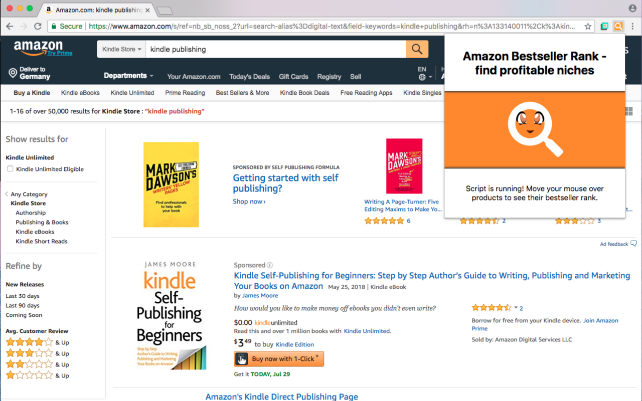 Amazon Bestseller Rank by Pineapple Developer, owner Johannes Schuh - Screenshot of the Chrome Extension