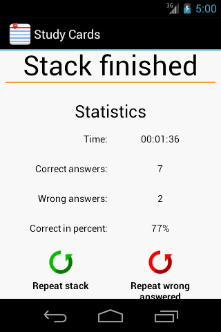 StudyCards by Pineapple Developer, owner Johannes Schuh - Screenshot of the Android App