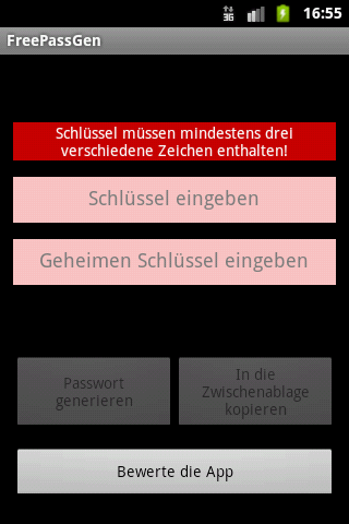 PassGen von Pineapple Developer, Inhaber Johannes Schuh - Screenshot der Android App